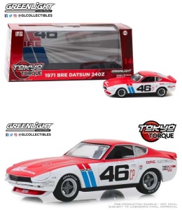 GreenLight 1/43 1970 datsun 240z bre #46 brock racing enterprises *tokyo torque*, white/red