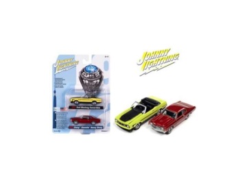 1/64 (jlpk017) class of 1972 2-pack:1x 1972 ford mustang convertible, bright lime with flat black hood & side stripes 1x 1972...