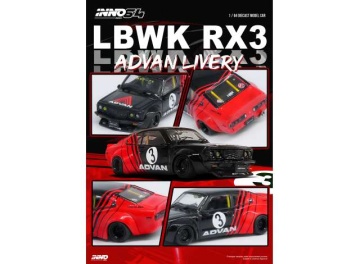 1/64 lbwk mazda rx3 savanna *advan livery*, black/red