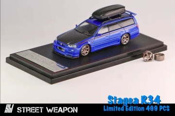 1/64 nissan r34 wagon with carbonfibre hood, blue