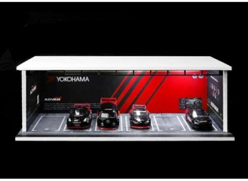 1/64 parking garage *advan with light*, black/red