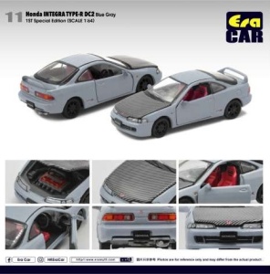 Era 1/64 honda integra type-r dc2 1st special edition, blue-grey with carbon fiber hood