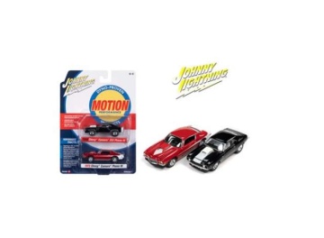 1/64 (jlpk017) baldwin motion 2-pack:1x 1969 chevrolet camaro zlx, black with white hood stripe & rear stripe 1x 1973 chevrol...