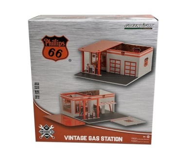 GreenLight 1/64 vintage gas station *phillips 66* *mechanic's corner series 9*, red-orange - Img 4