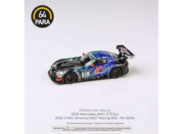 1/64 2022 mercedes amg gt3 evo #63 gtwc america team dxdt racing, blue/green/black