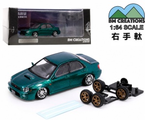 BM Creations 1/64 2001 subaru impreza wrx jdm lhd with extra wheels, custom green