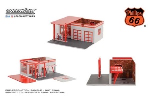 GreenLight 1/64 vintage gas station *phillips 66* *mechanic's corner series 9*, red-orange