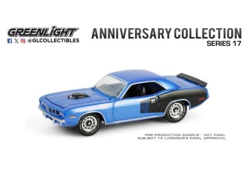 1/64 1971 plymouth 'cuda 440 6bbl shaker- 'cuda 60th anniversary *anniversary collection series 17*, blue