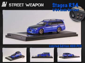 1/64 nissan r34 wagon with carbonfibre hood, blue - Img 3
