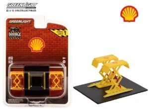 GreenLight 1/64 shell oil, auto body shop, *automotive double scissor lifts series 1*