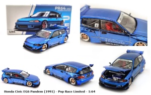 PopRace 1/64 pandem civic eg6, blue chrome