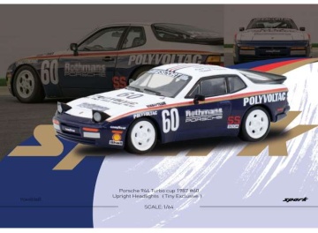 1/64 1987 porsche 944 turbo cup #60 upright headlights, white/blue