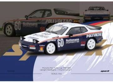 1/64 1987 porsche 944 turbo cup #60 upright headlights, white/blue