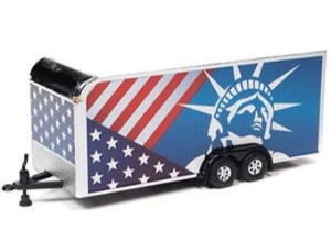Auto World 1/64 enclosed trailer *patriotic theme*