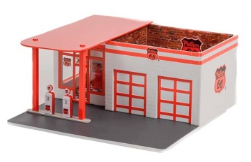 GreenLight 1/64 vintage gas station *phillips 66* *mechanic's corner series 9*, red-orange - Img 2