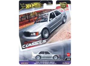Hot Wheels Premium 1/64 1990 Mercedes-Benz 190E 2.5-16 evolution ii, silver