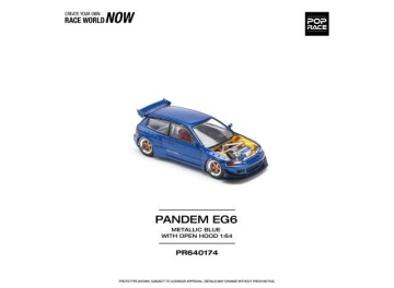 1/64 pandem civic eg6, metallic blue with open hood
