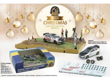 1/64 subaru impreza wrx sti 2009 with grass rally diorama country side.