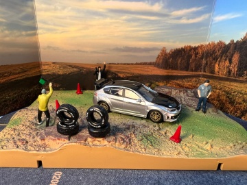 1/64 subaru impreza wrx sti 2009 with grass rally diorama country side. - Img 2
