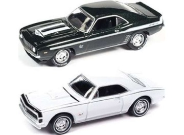 1/64 yenko 2-pack:1x 1969 chevrolet camaro, fathom green poly with white yenko hood & side stripes1x 1967 chevrolet camaro, g...