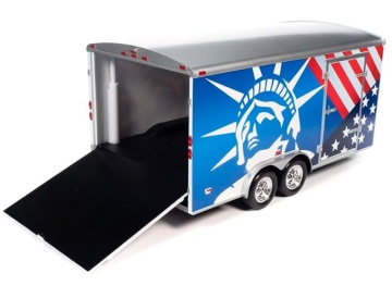 Auto World 1/64 enclosed trailer *patriotic theme* - Img 3