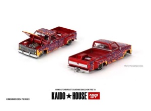 MiniGT 1/64 1980 chevrolet silverado dually on fire v1, red