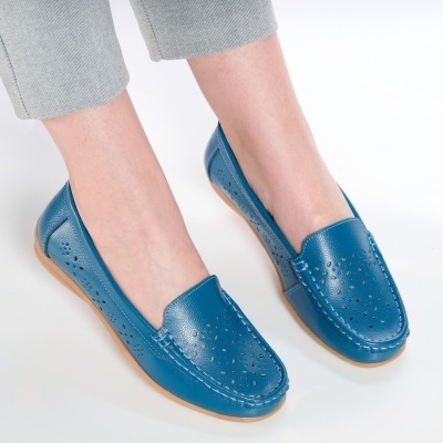 Balerini dama piele naturala perforati comozi – THEA L.Blue - Img 3