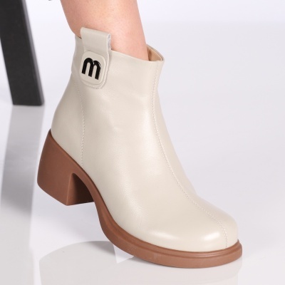 Botine dama piele naturala – KENDRA Beige