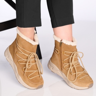 Ghete dama piele naturala imblanite calduroase – LESLEY Camel - Img 3