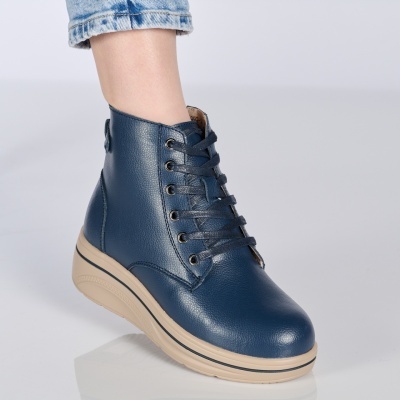 Ghete dama piele naturala imblanite comode – NADIA Navy