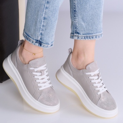 Pantofi dama piele naturala casual – IOLANDA Grey&Silver - Img 2