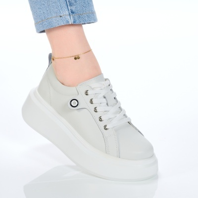 Pantofi dama piele naturala casual – PAMELA White