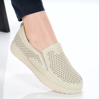 Pantofi dama piele naturala casual – ROSALINE Beige - Img 2