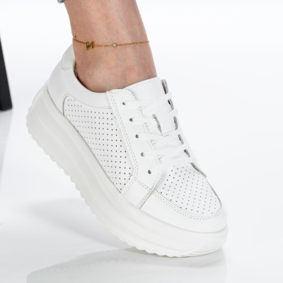 Pantofi dama piele naturala casual – ZINA White