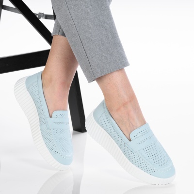 Pantofi dama piele naturala casual - ADA Sky Blue - Img 2