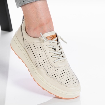 Pantofi dama piele naturala casual - ANDRA Beige