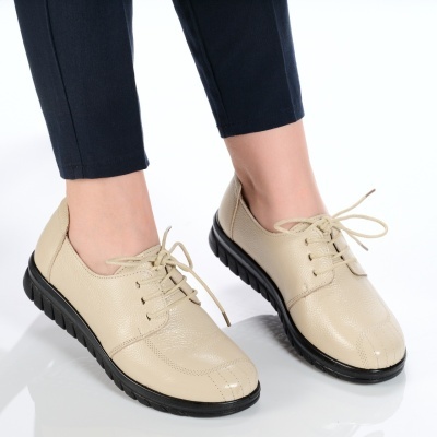 Pantofi dama piele naturala casual comozi – NASIRA Beige - Img 2