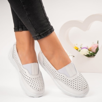 Pantofi dama piele naturala comozi – SOPHIA White - Img 2