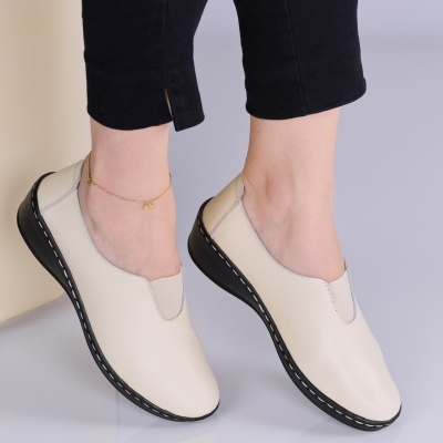 Pantofi dama piele naturala super comozi – IDIRA Beige - Img 2