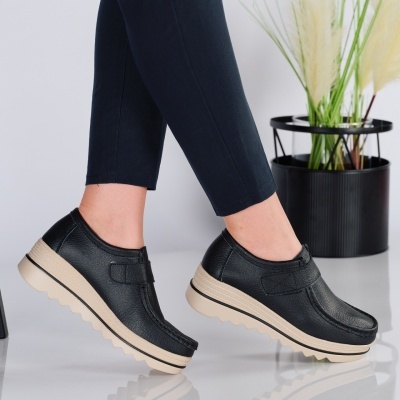 Pantofi dama piele naturala talpa comoda – IVY Black - Img 2