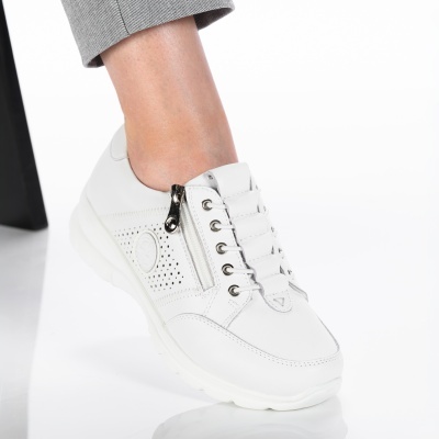 Pantofi dama piele naturala talpa comoda - ZARINA White