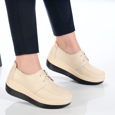 Pantofi dama piele naturala talpa ortopedica – OLIVIA Beige - Img 3