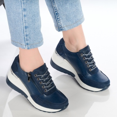 Pantofi dama piele naturala talpa ortopedica – PETRONELA Navy - Img 3