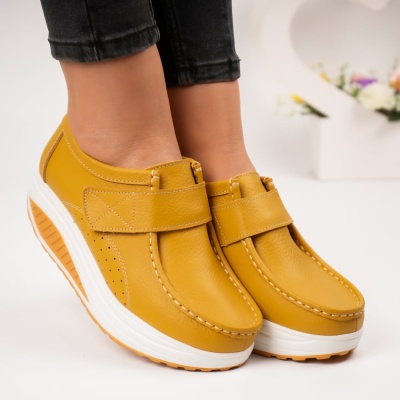 Pantofi dama piele naturala talpa ortopedica – VICTORIA Yellow - Img 3