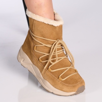 Ghete dama piele naturala imblanite calduroase – LESLEY Camel