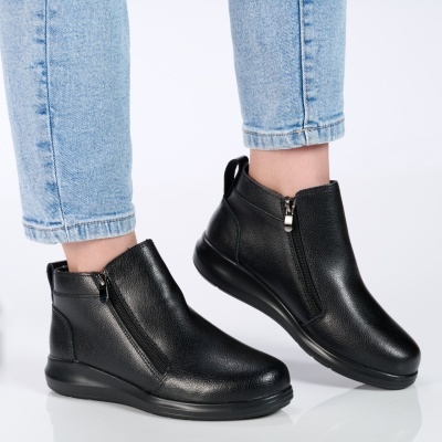 Ghete dama piele naturala imblanite comode – KASANDRA Black - Img 2