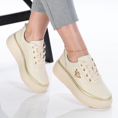 Pantofi dama piele naturala casual – ZEYNA Beige - Img 2