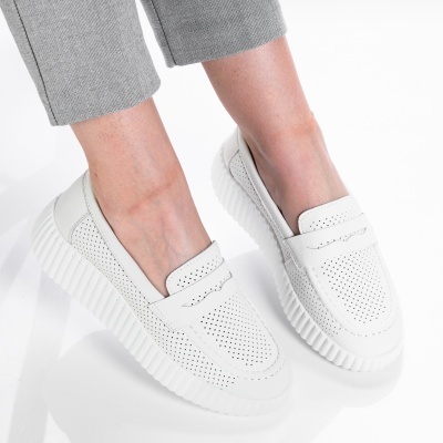 Pantofi dama piele naturala casual - ADA White - Img 3