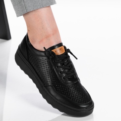 Pantofi dama piele naturala casual - ANDRA Black