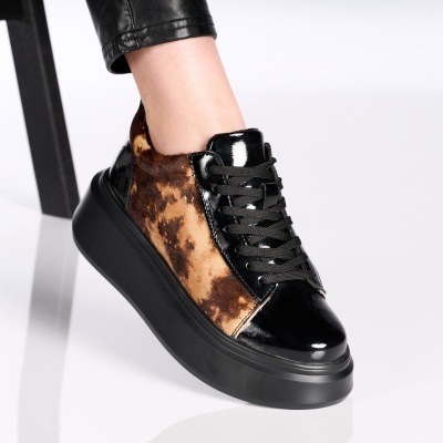 Pantofi dama piele naturala casual comozi – LIDIA Black Shiny